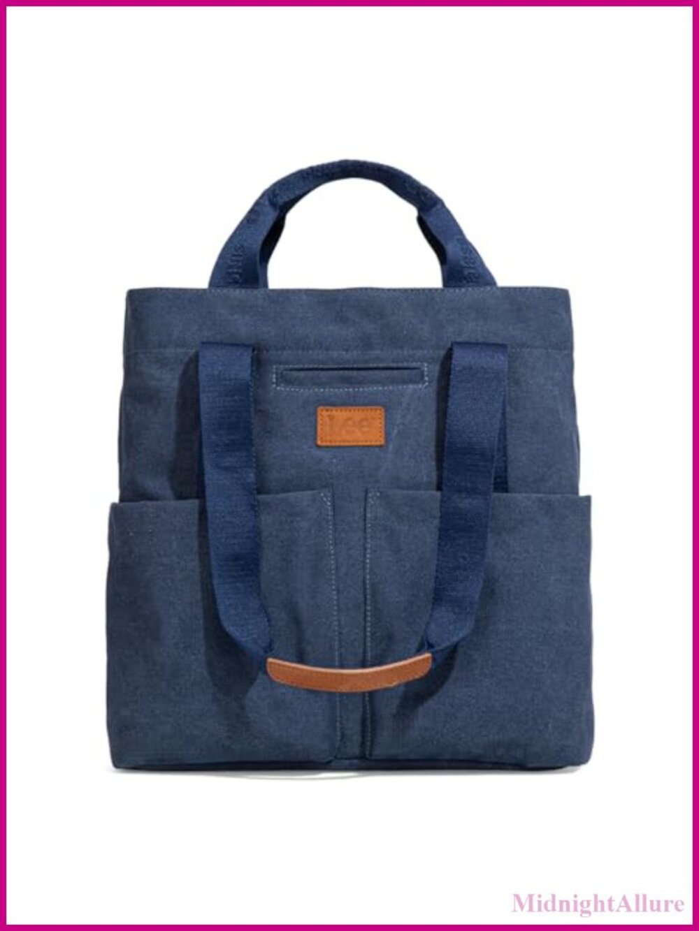Large Canvas Tote Bag with 2 Front Pockets Top-Handle Shoulder Bag
